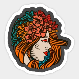 the women and flower Sticker